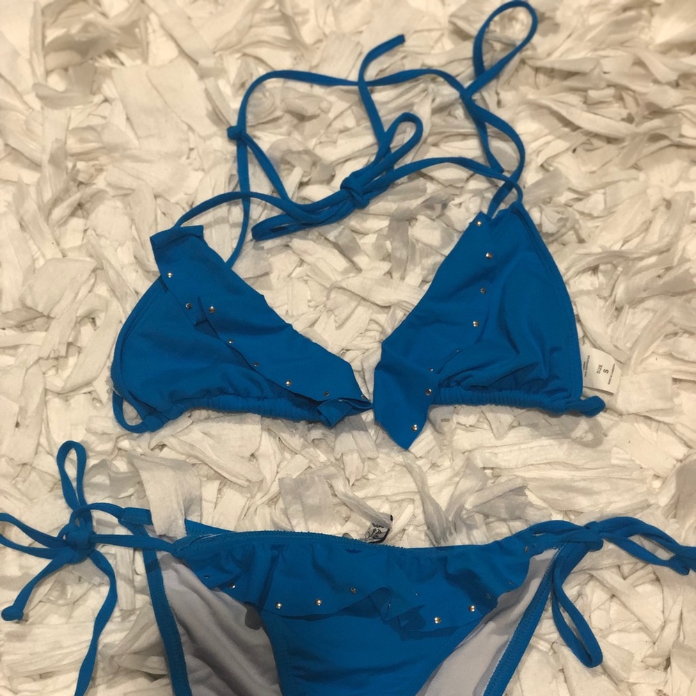 Cobalt blue bikini with rhinestones!